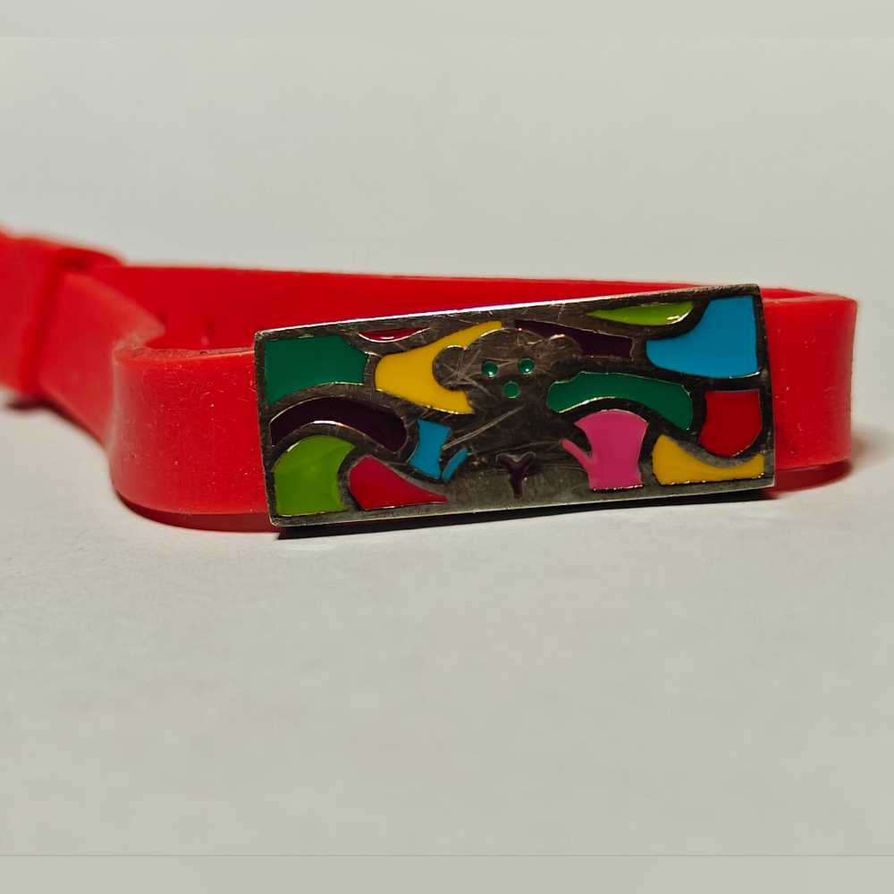 Rare Tous Sterling Silver Colorful Enamel Bear And Silicone Bracelet - Picture 15 of 16